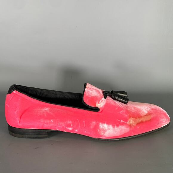 TOM FORD Size 10.5 Pink Black Velvet Tassels Loafers main image 3